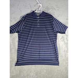 Adidas Shirt Mens XL Polo Climacool Navy Blue Stripe Short‎ Sleeve Polyester